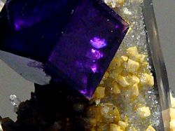 Fluorite on quartz,  Hunan Province, China.