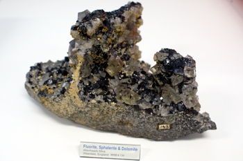 Fluorite, Sphalerite and  Dolomite - Allenheads Mine, Weardale, UK.